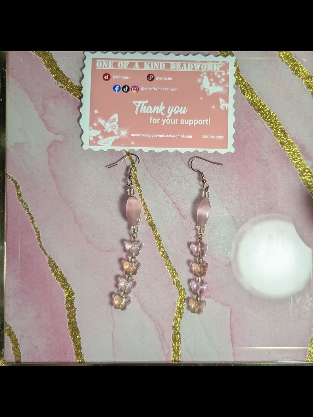 Pink Dangle Butterfly Earrings